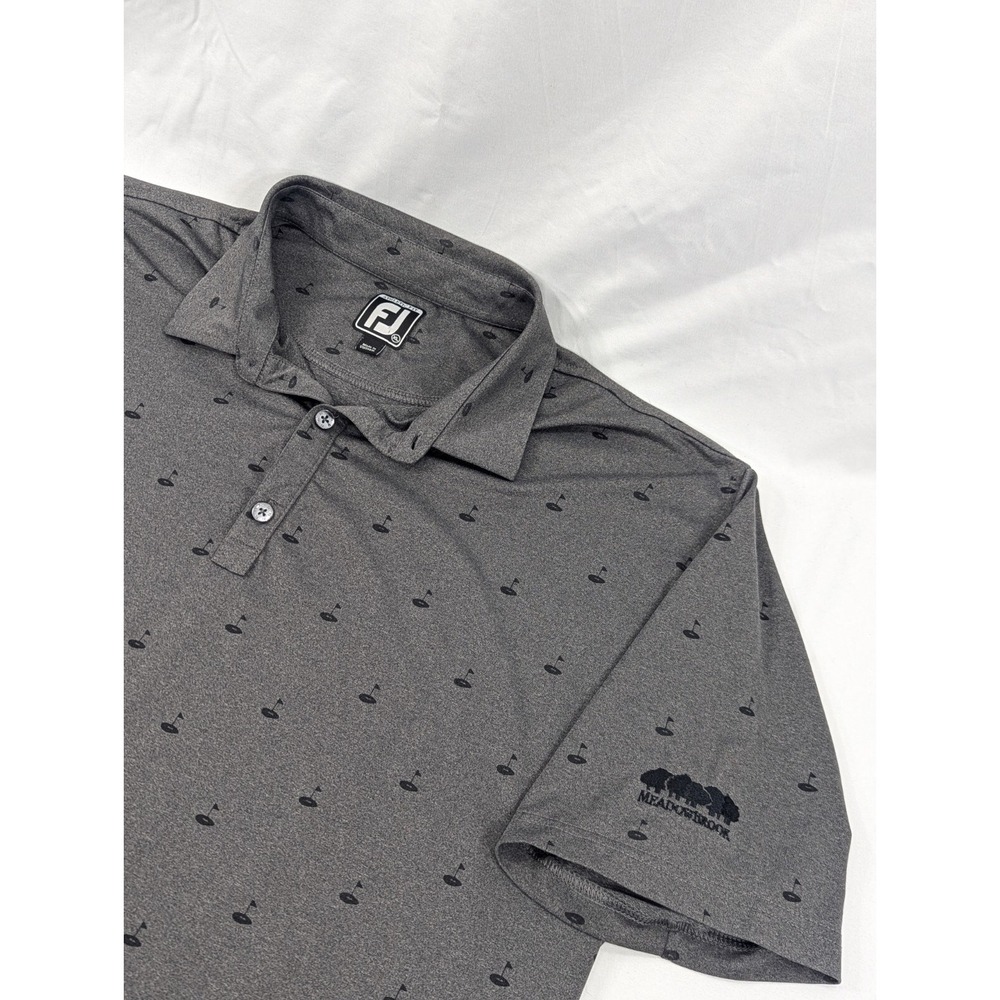 Footjoy Mens Size XL Short Sleeve Collared Golf Shirt Meadowbrook Golf Club Gray
